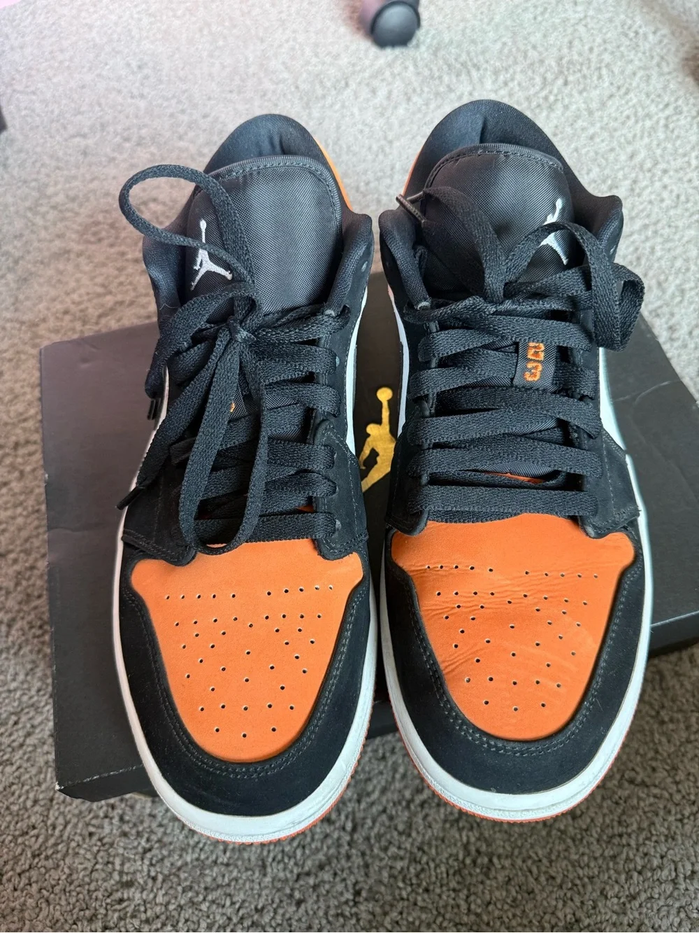 Nike Air Jordan 1 Low Sneakers in Orange, Black & White (Shattered Backboard)